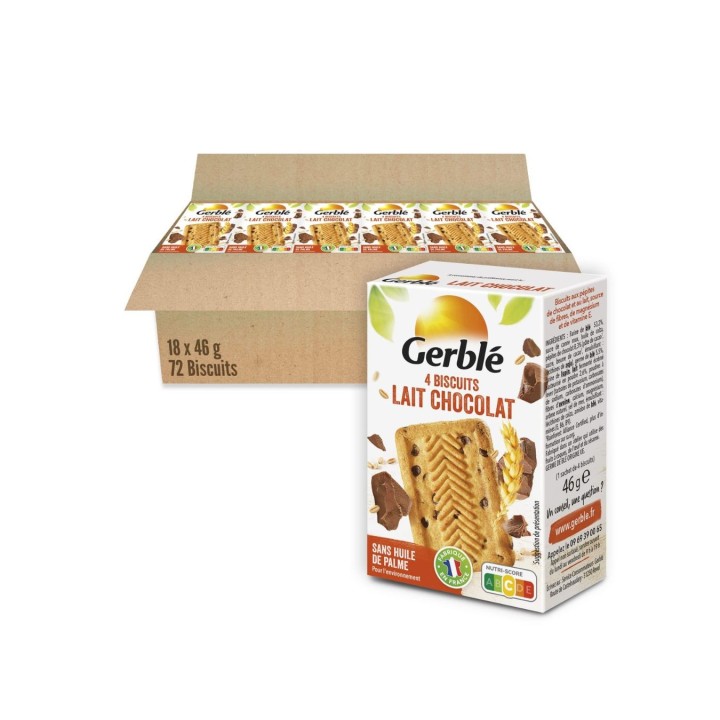 Biscuit au lait et chocolat Gerblé x18